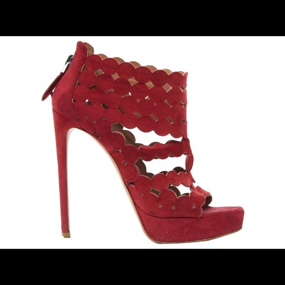 Alaia Beautiful red suede cut out heels